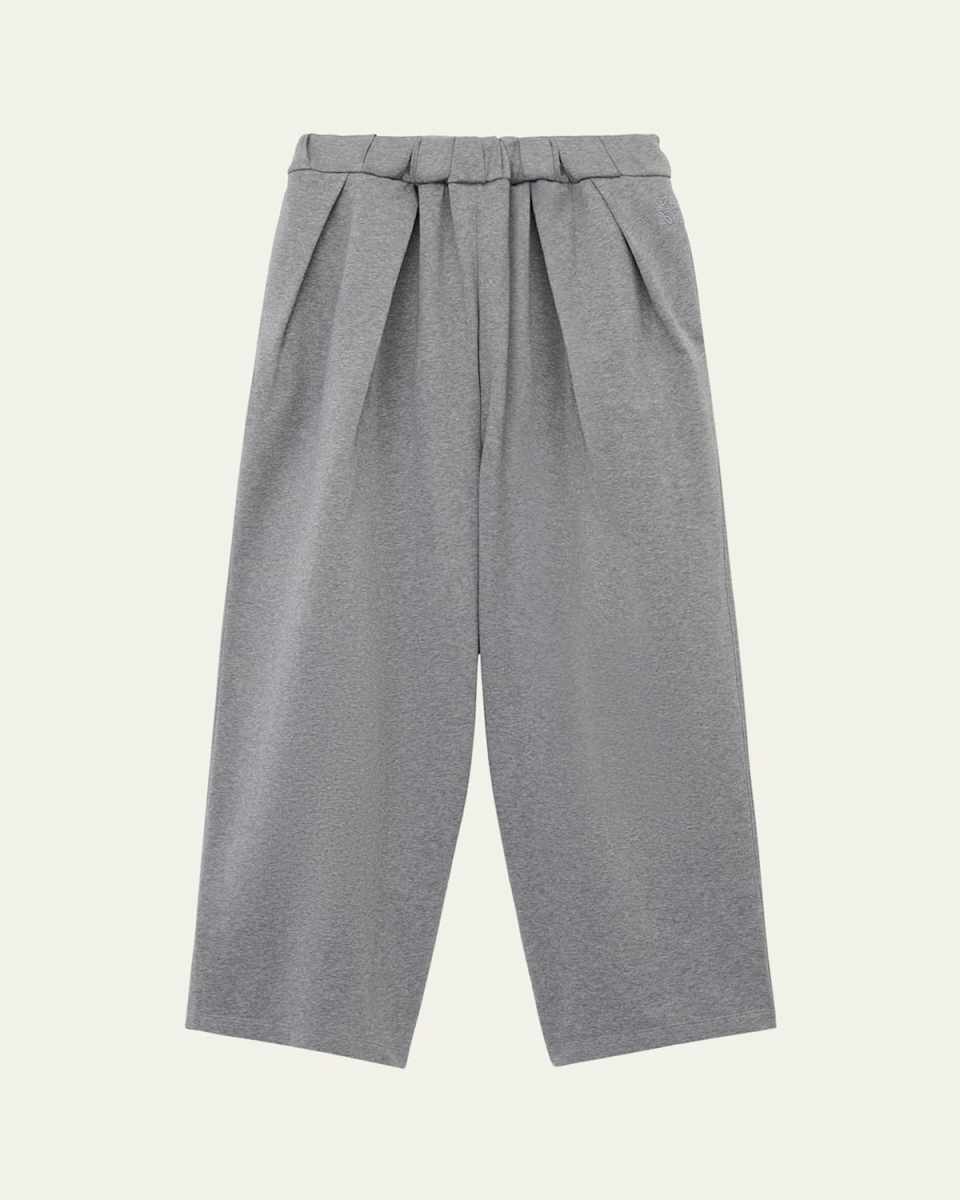Drawstring Wide-Leg Pleated Sweatpants